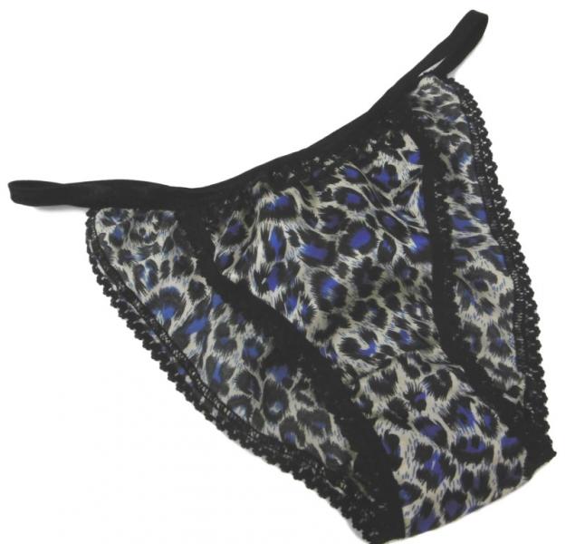 Blue Leopard and Black Tanga Panties